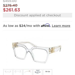Miu Miu Clear and Gold Glasses